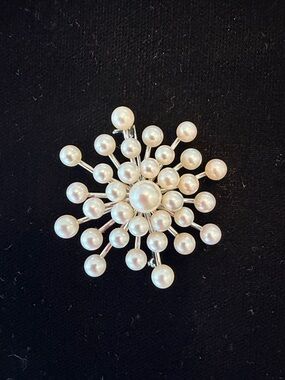 Pearl Burst Brooch - White Pearl Floral Pin